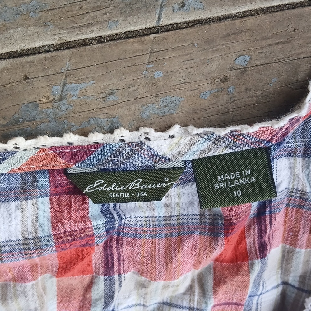 GUC Eddie Bauer Plaid Summer Sleeveless Dress Size 10 - Picture 3 of 5